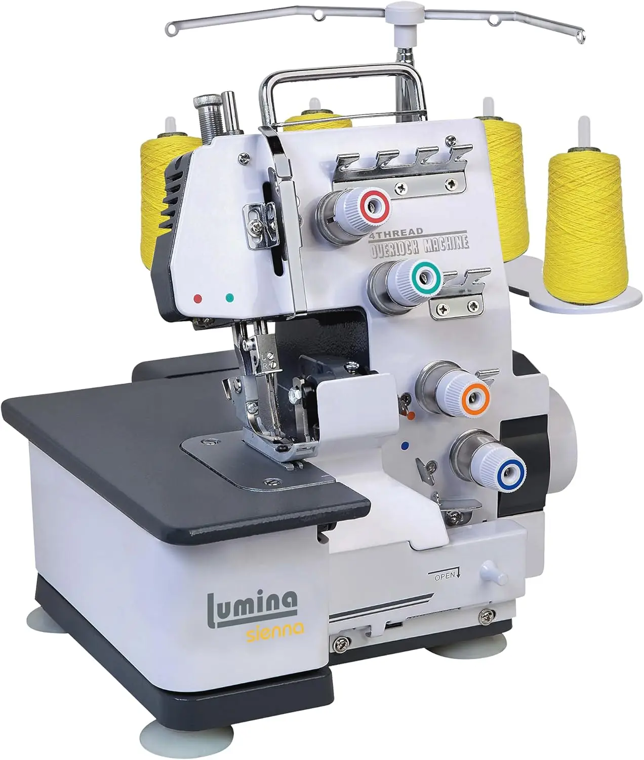

Industrial Serger Sewing Machine with Durable Metal Frame, 3-4 Thread Capability for Heavy Duty Fabric