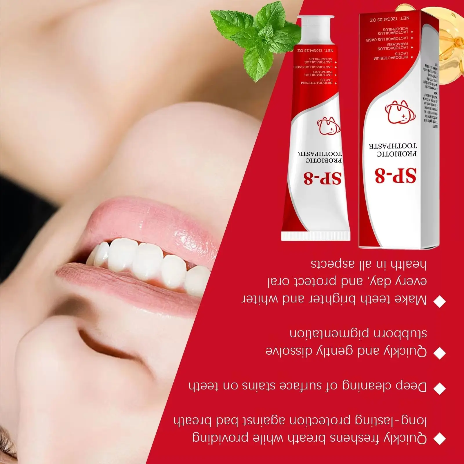 

Sp 10 Probiotic Whitening Toothpaste Removes Years of Stains Fluoride-Free Mint Flavor Fresh Breath Sensitive Teeth Protection