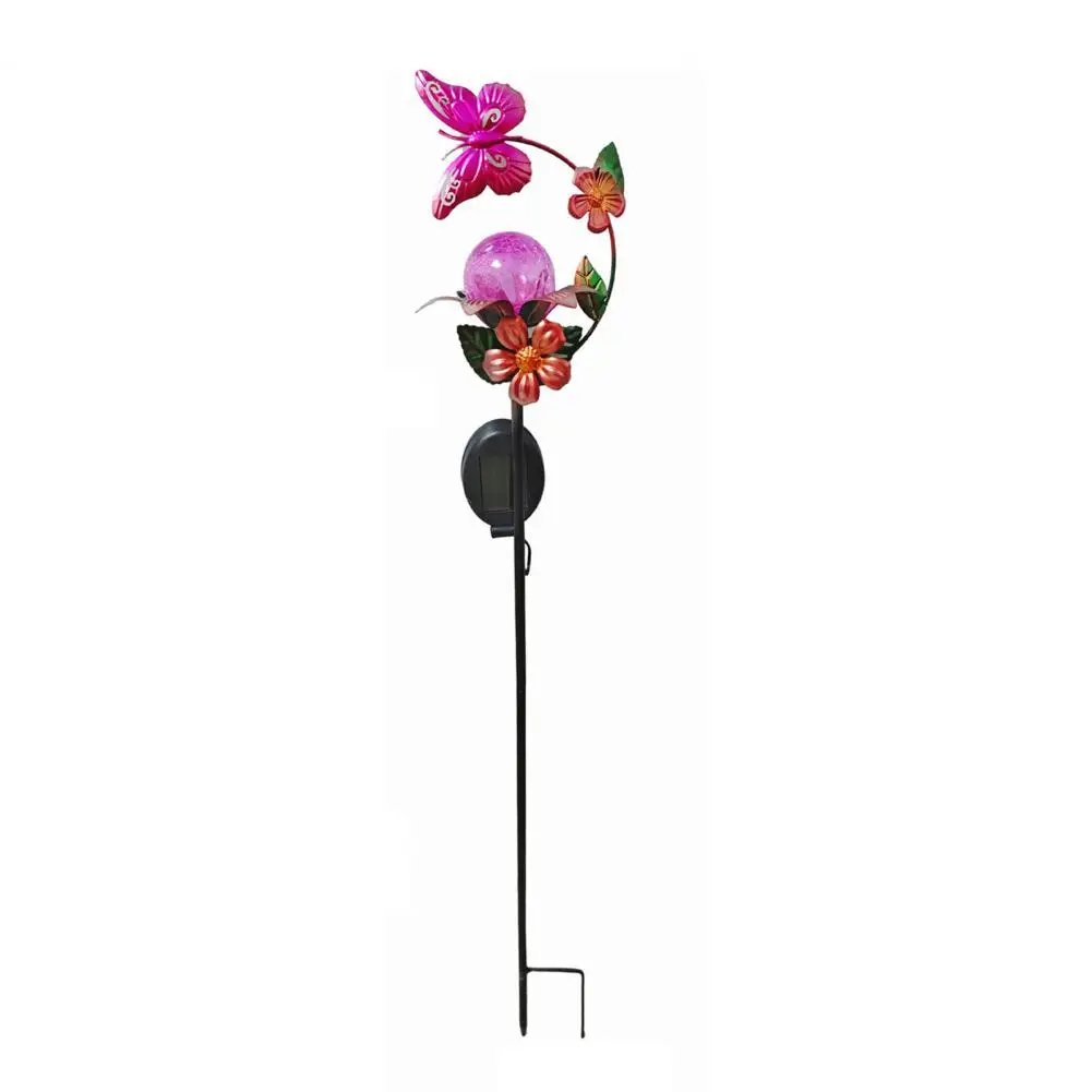 Decorative Landscape Stakes for Garden Outdoor Solar Garden Lights Solar Glass Cracked Ball Garden Light Butterfly for Patio