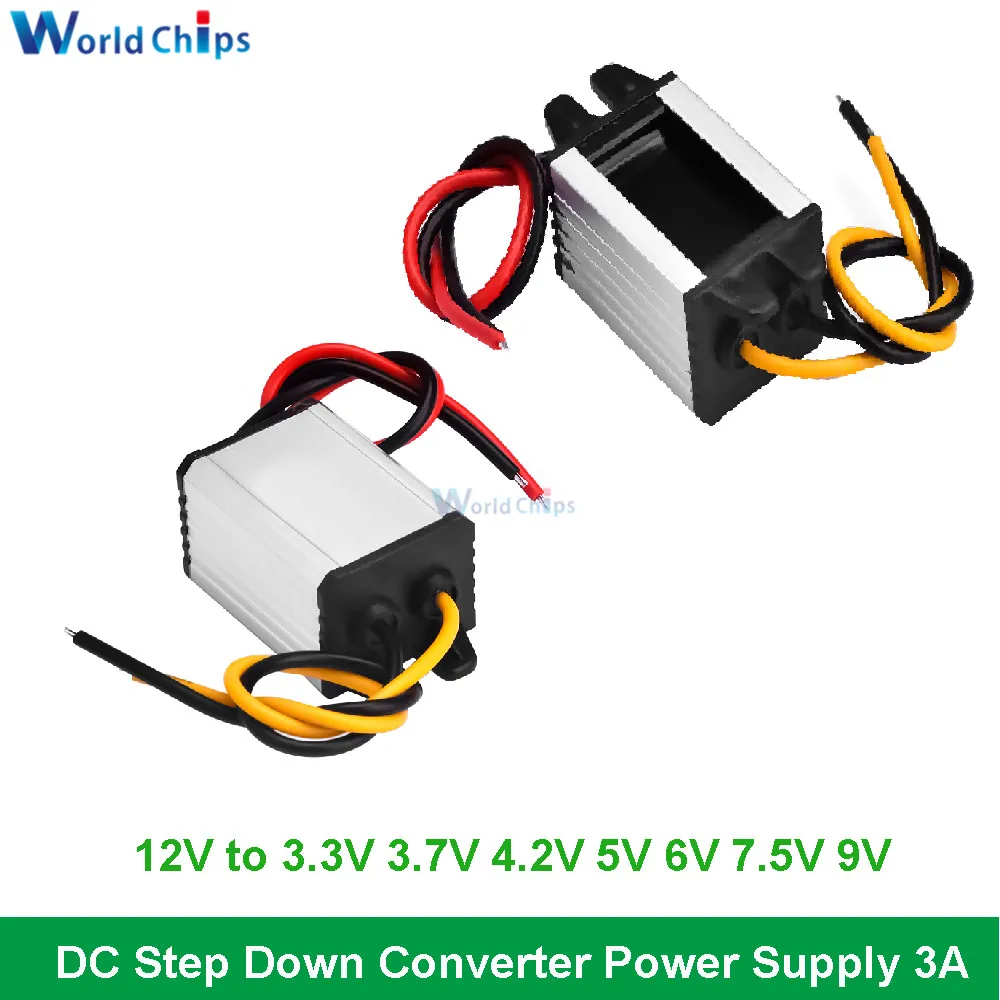 12V to 3.3V 3.7V 4.2V 5V 6V 7.5V 9V 3A DC Step Down Converter Power Supply Transformer Buck Regulator Module for Car LED Light