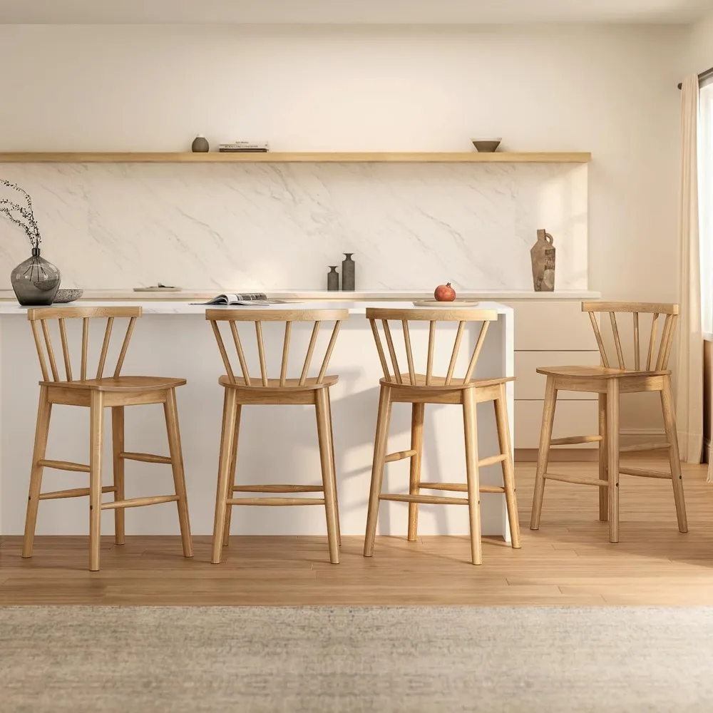 مجموعة من 4 مقاعد خشبية، 24 منزلًا بدون ذراعين مع/ظهر ومسند للقدمين #1