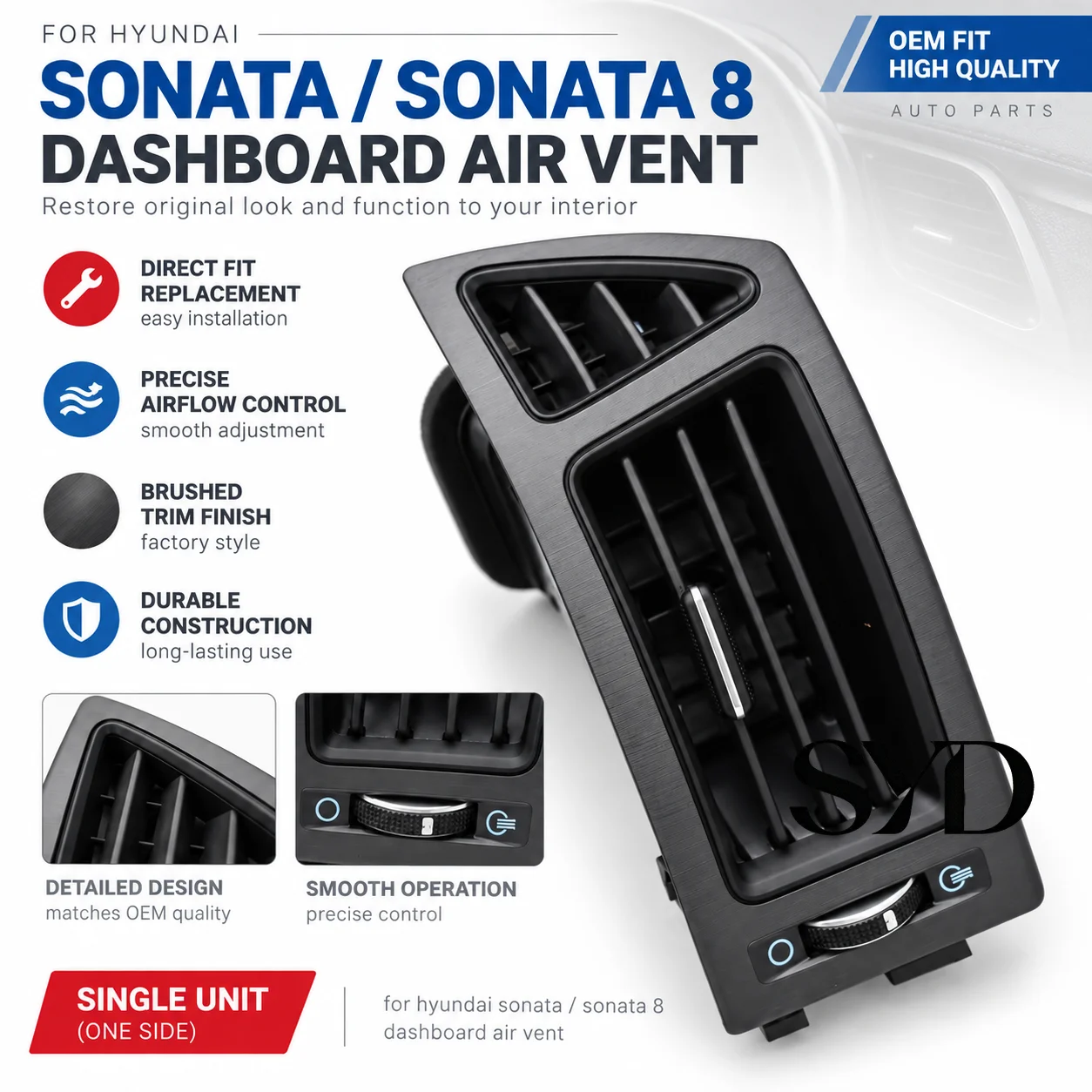 974904Q000 Car Instrument Panel Air Vent Grille Adjustable Louver Dash AC Outlet Replacement Parts For Hyundai Sonata 8 YF