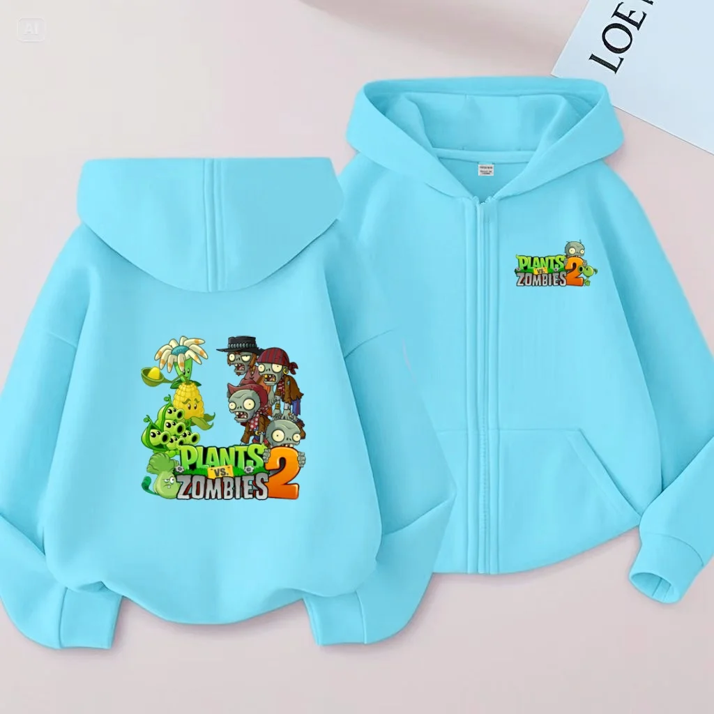 

Children Cardigan Sweatshirt Zipper Style Plant Game Hoodies Fashion Girls Boy 3-12Yrs Casual Sunshine Top Loose Coat Tracksuits