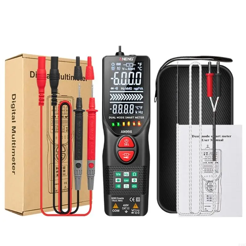 F26C AN998 Automatic Digital 6000 Counts Professional Multimeter Eletric Auto Ranging AC/for DC Voltmeter Temp Ohm Hz Detecto