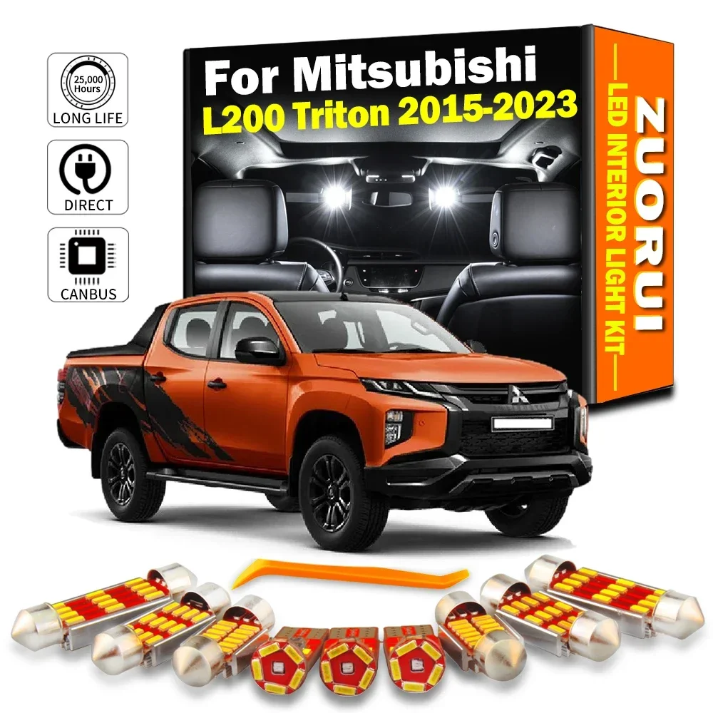 11Pcs For Mitsubishi L200 Triton Strada Sportero 2015 2016 2017 2018 2019 2020 2021 2022 2023 LED Interior Roof Light Bulbs Kit