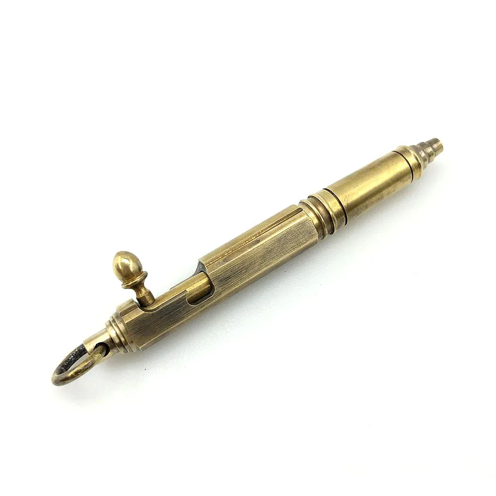 Buiten Schrijven Gereedschap Edc Mini Pocket Pen Handgemaakte Messing Bolt Balpen