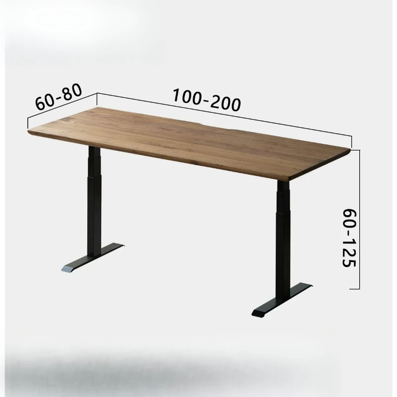 

North American black walnut electric lifting adjustable computer desk solid wood home study table standing office e-sports