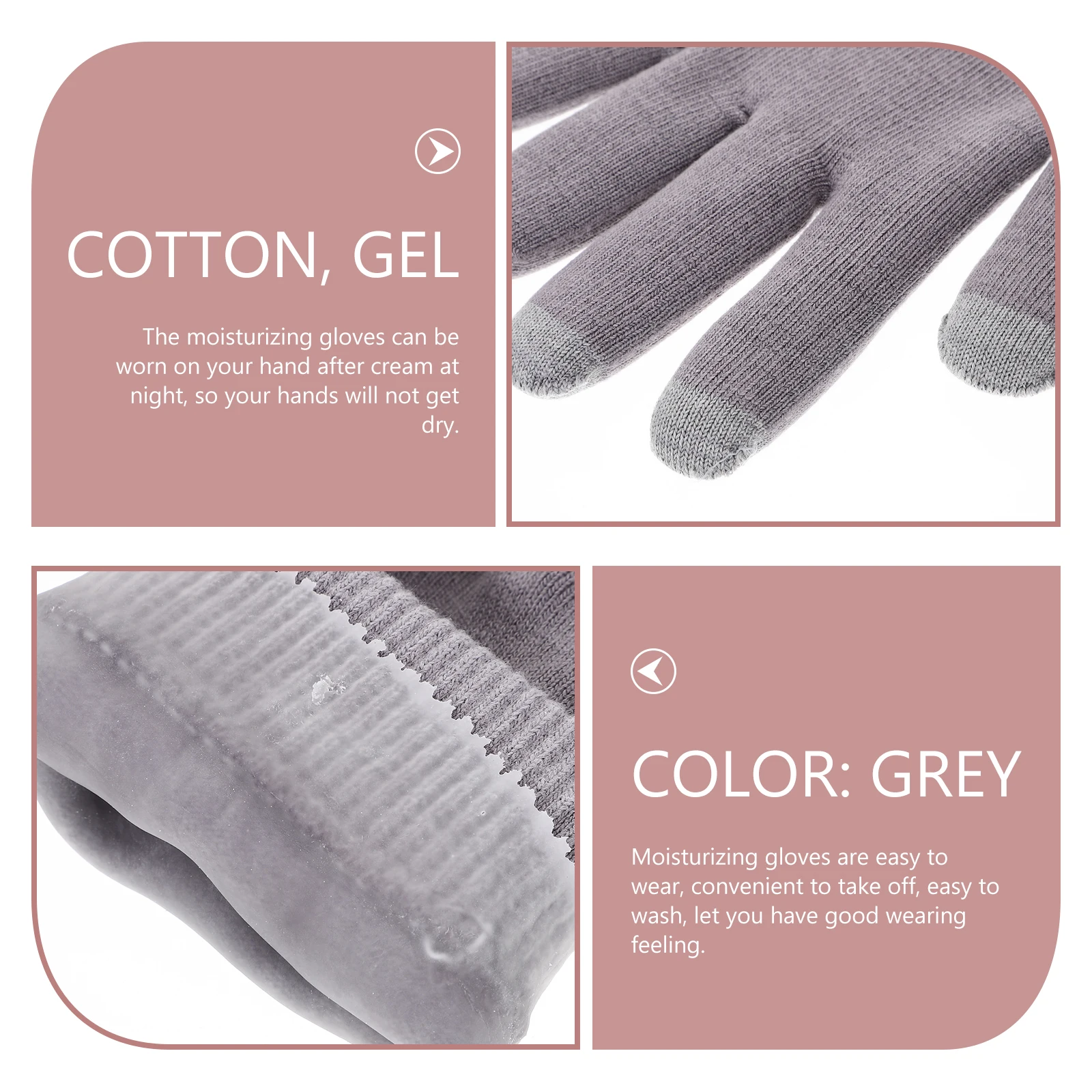 

Pink Moisturizing Gel Gloves Comfortable Lotion Overnight Spa Women Dry Cracked H Touchscreen Travel Breathing Design
