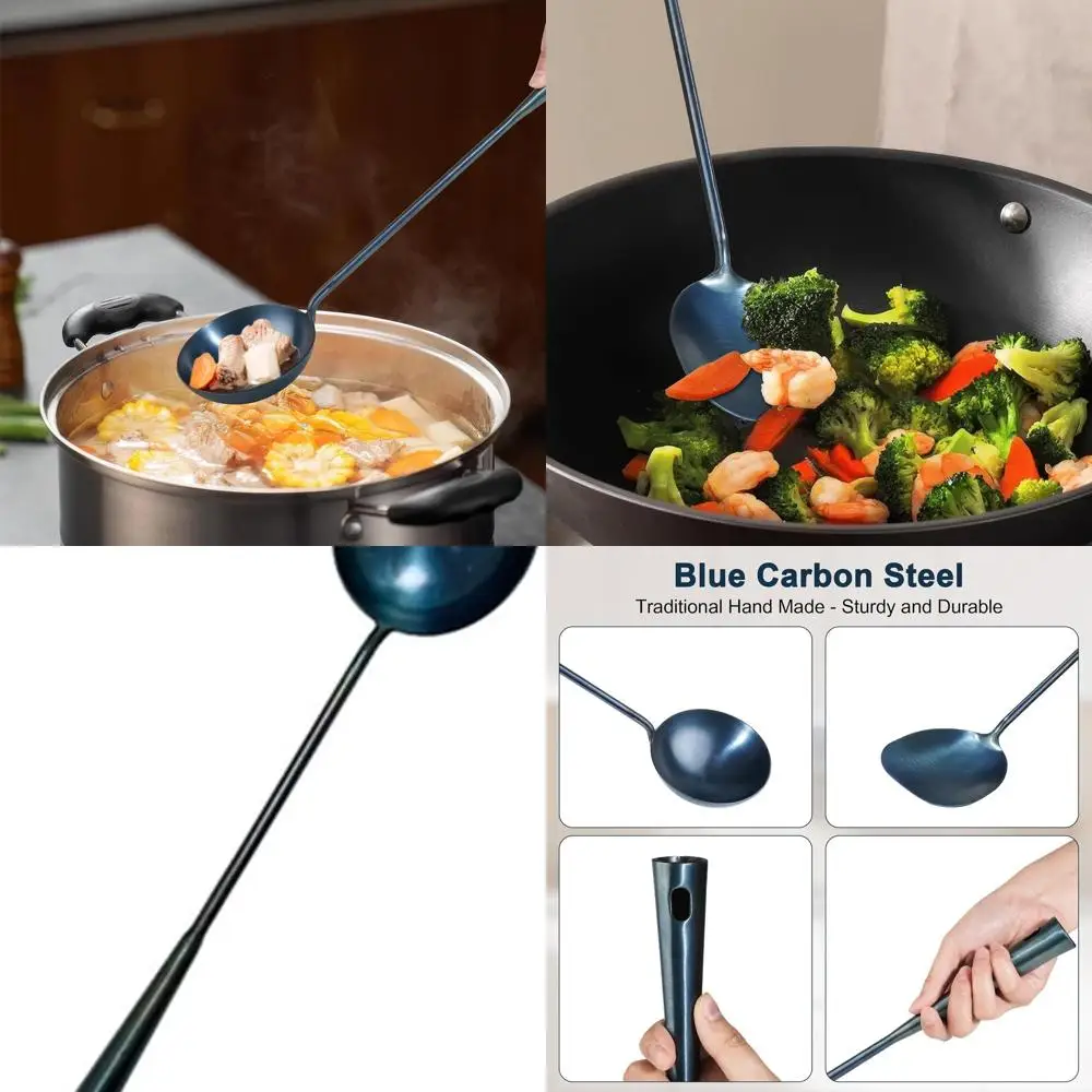 

Handcrafted Chinese Wok Tools Set, Iron Ladle & Spatula, 15.8 Traditional Kitchen Utensils