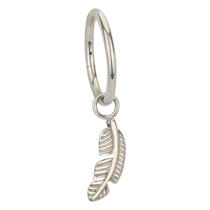 G23 Titanium Hinged Segment Hoop Earrings, CZ Paved Design