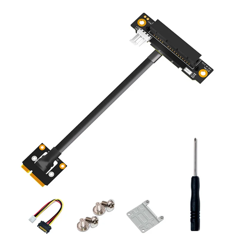 

AT82-Mini Pcie 270 Degree To PCI-E 4X Adapter Cable- PCI-Express Mini Card To PCI-E X4 Riser 20Cm Power Connector For Extender