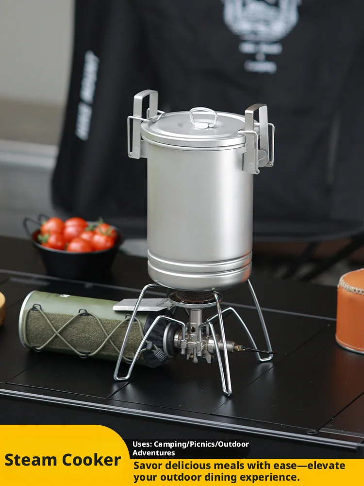 

Многофункциональная походная кастрюля из нержавеющей стали для приготовления супов, паровых блюд и риса, портативная посуда для кемпинга.