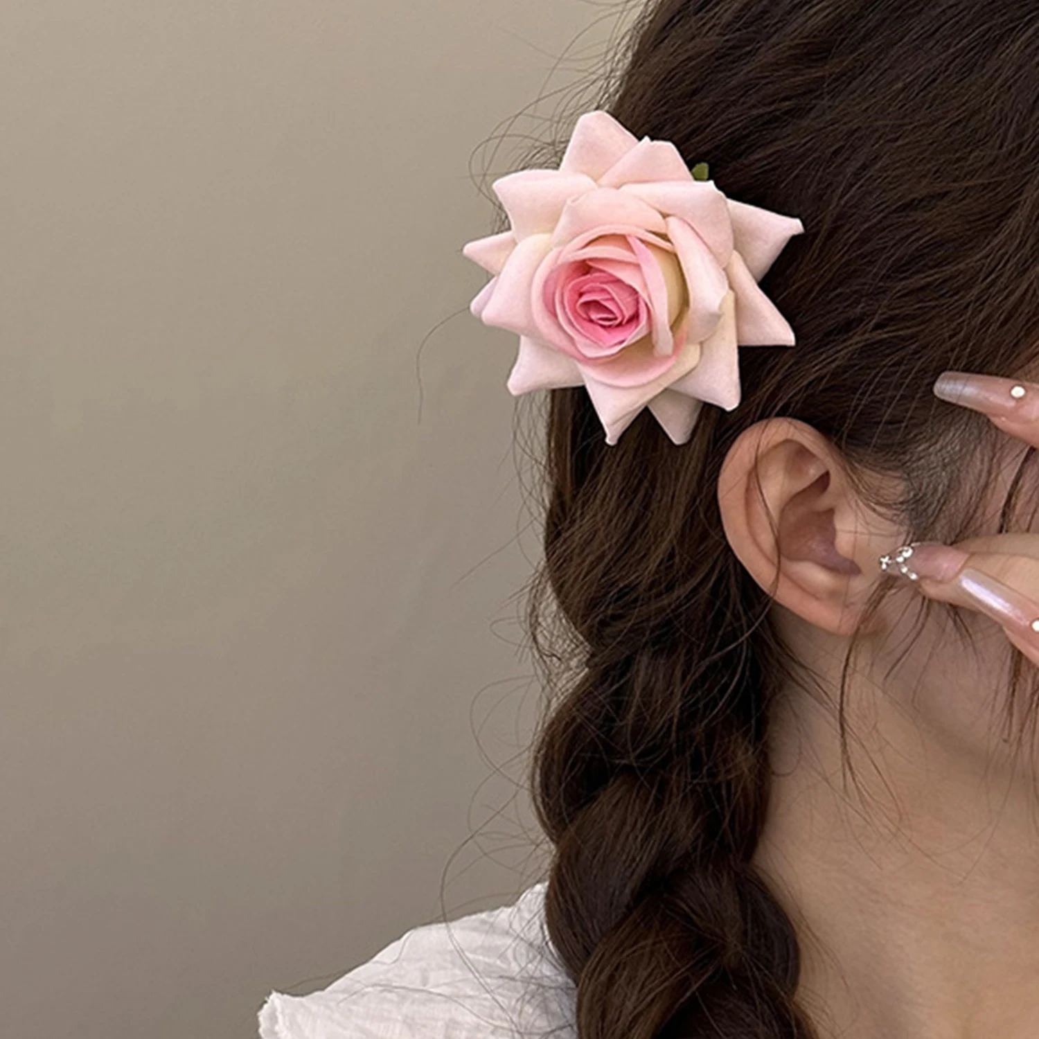 Hair Clips Barrettes Elegant Rose Magnolia Flower Side Clips Headwear Hairpin For Women Hair Accessories