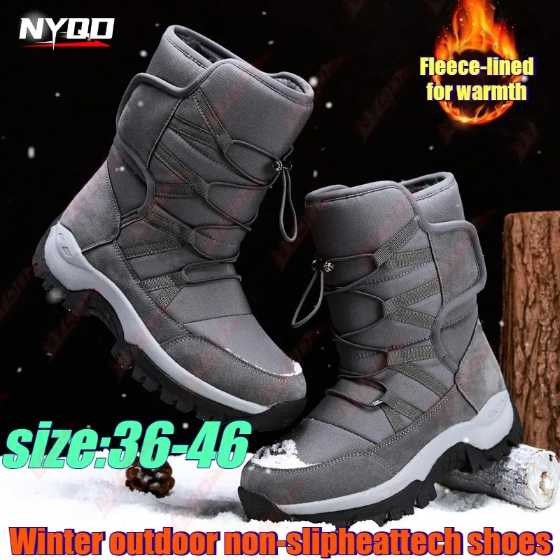 Outdoor Cotton Shoes for Men and Women Warm Non-slip Ski Shoes Winter Hiking Shoes Snow Mountain Hiking Warm