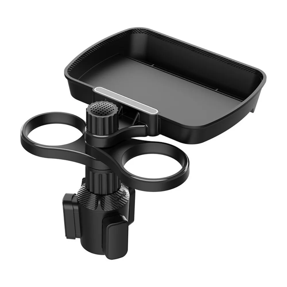 

New 360° Rotation Car Dual Cup Holder Stable Durable Auto Food Tray Multifunctional Car Organizer Holder