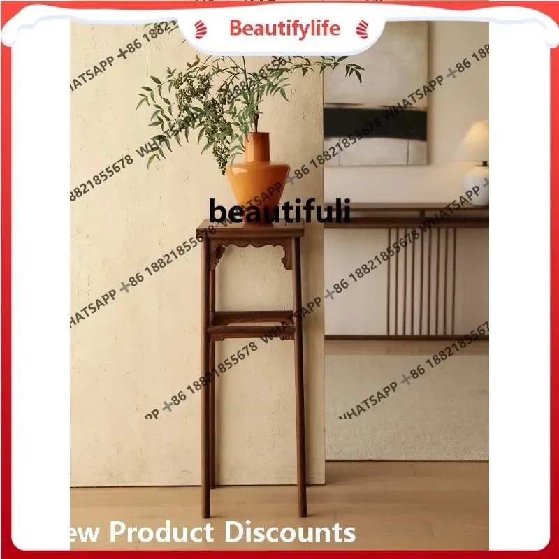 Black walnut flower rack living room floor-standing shelf balcony