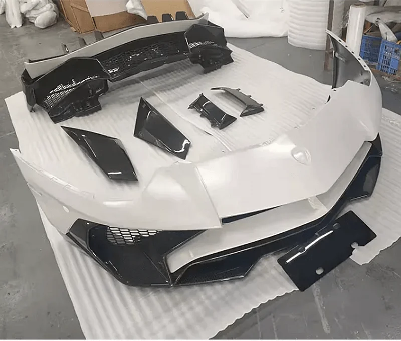 For Lamborghini Aventador LP700 LP720 Upgrade LP750 SV Type Partial Dry Glossy Carbon Fiber Body Kit Front and Rear Bumpers