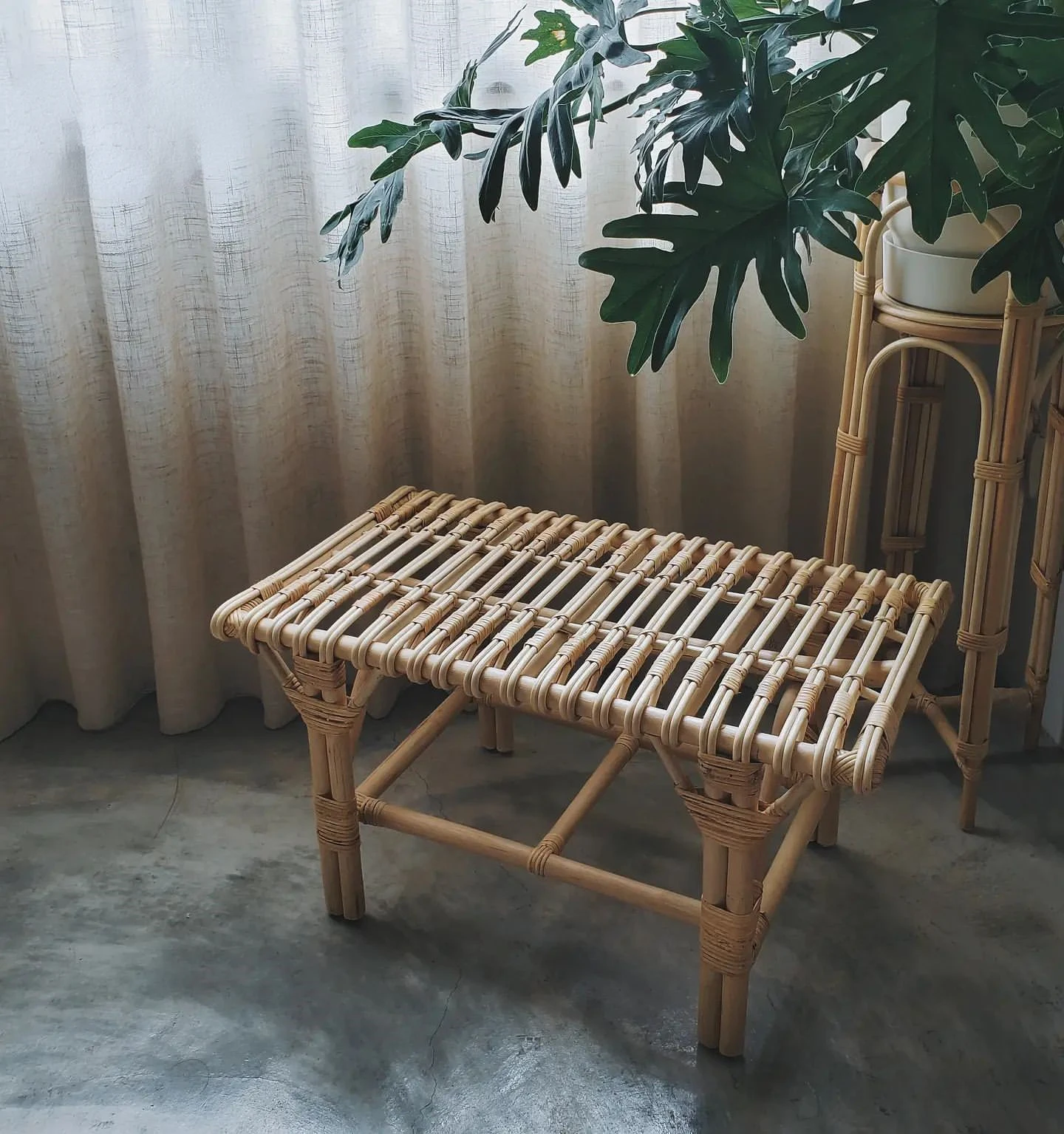 Vine Making French Handmade Cane Weaving Shoe Changing Stool Creative Retro Home Entry Bench