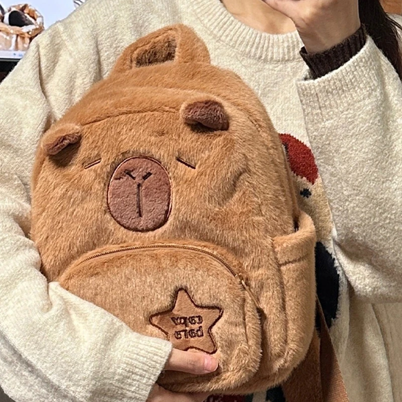 Women Plush Dolls Backpacks Teenages Capybara Backpacks Mini Knapsacks Bag Student School Backpacks Girl Small Backpacks