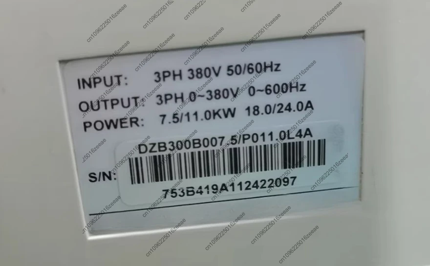 Frequency converter 7.5/11KW, 0-600HZ DZB300B007.5/P011.0L4A, tested OK