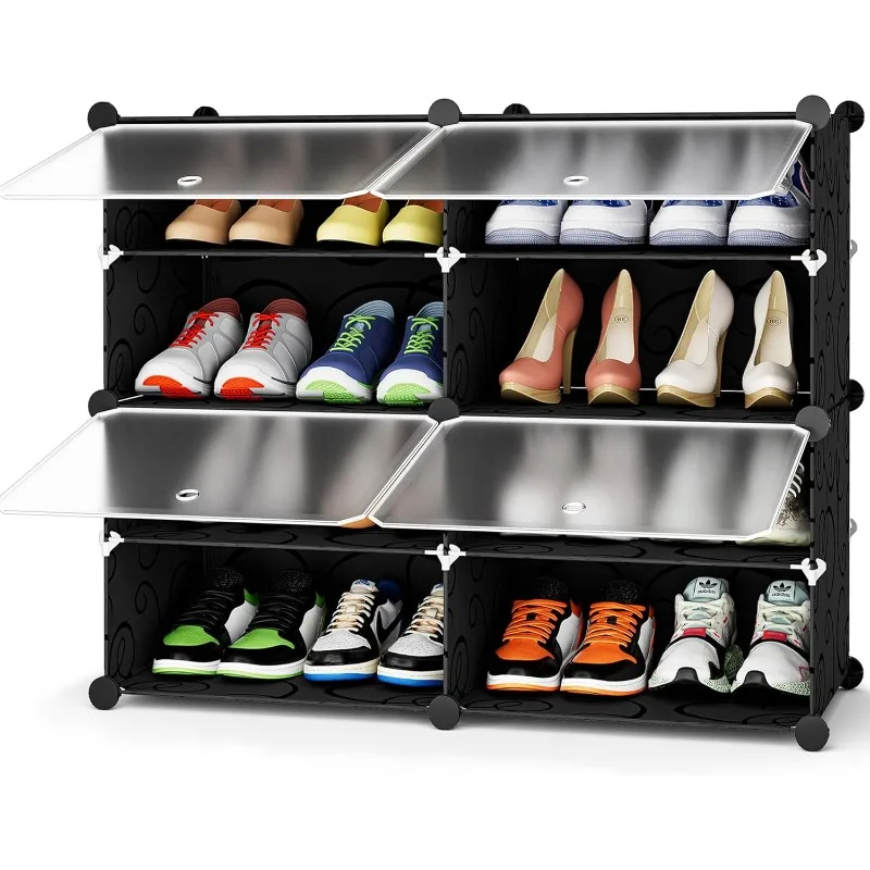 

Shoe Rack, 6 Tier 32 Pair Plastic Shoes Storage Shelves Organizer for Closet Hallway Bedroom Entryway Black