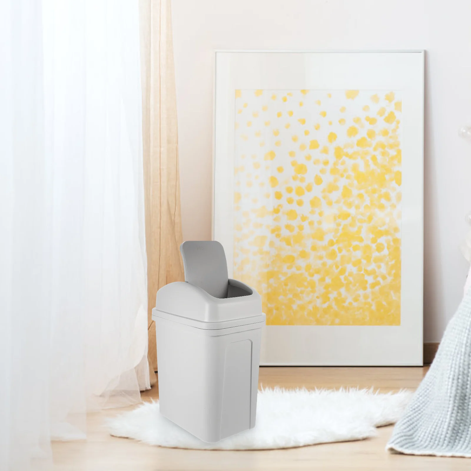 

Household Trash Can Large Capacity Swing Lid Garbage Bin Plastic Trash Can Bathroom Kitchen Waste Bin Trashcan