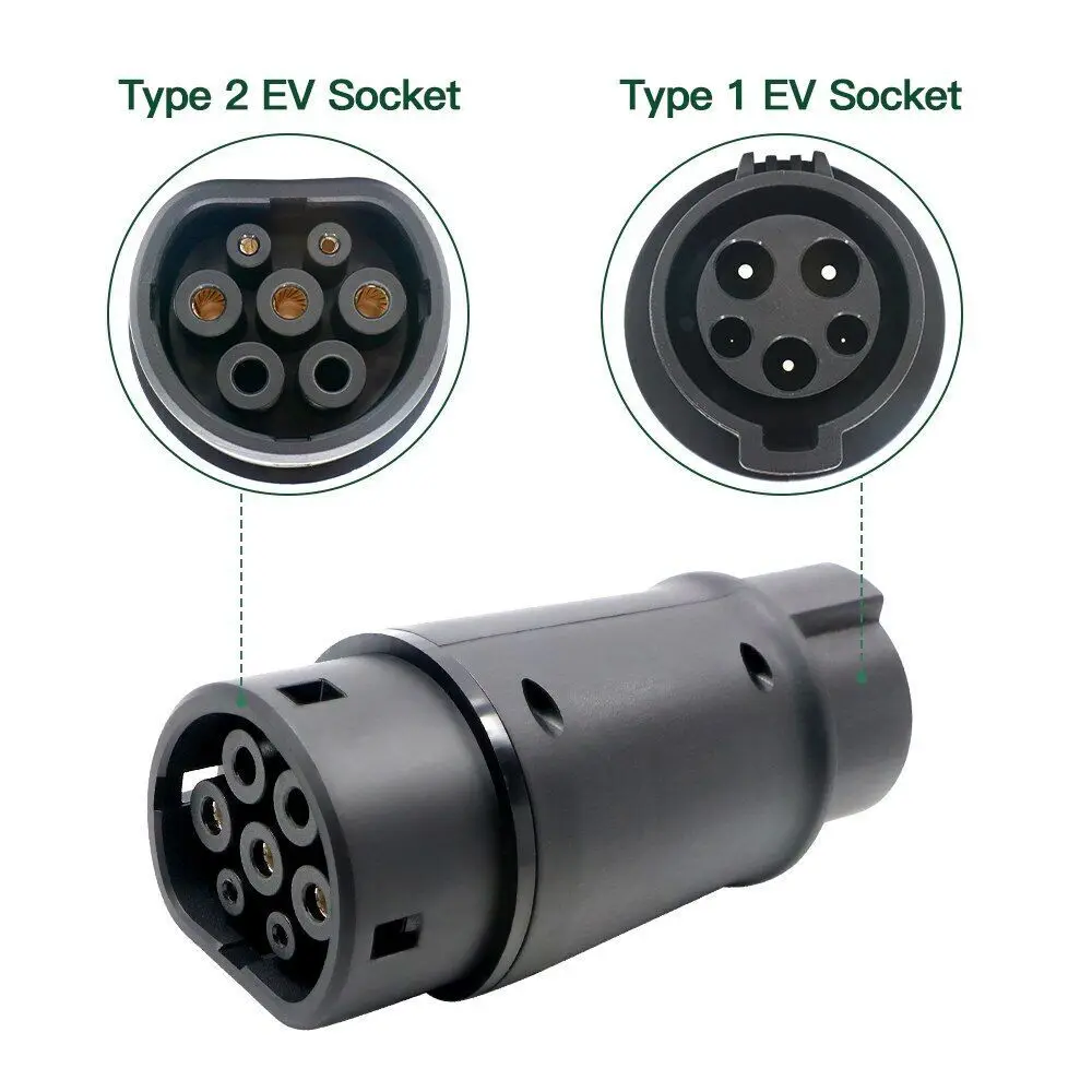 Adaptador EV tipo 2 a Tipo 1 SAE J1772 tipo 1 a tipo 2, adaptador EV para vehículo eléctrico, Conector de cargador EVSE para carga de coche