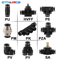 Black Pneumatic Fitting Pipe Connector Quick Release Coupling 4mm 6mm 8mm 10mm 12mm PU PV PE HVFF PY Tube Connectors