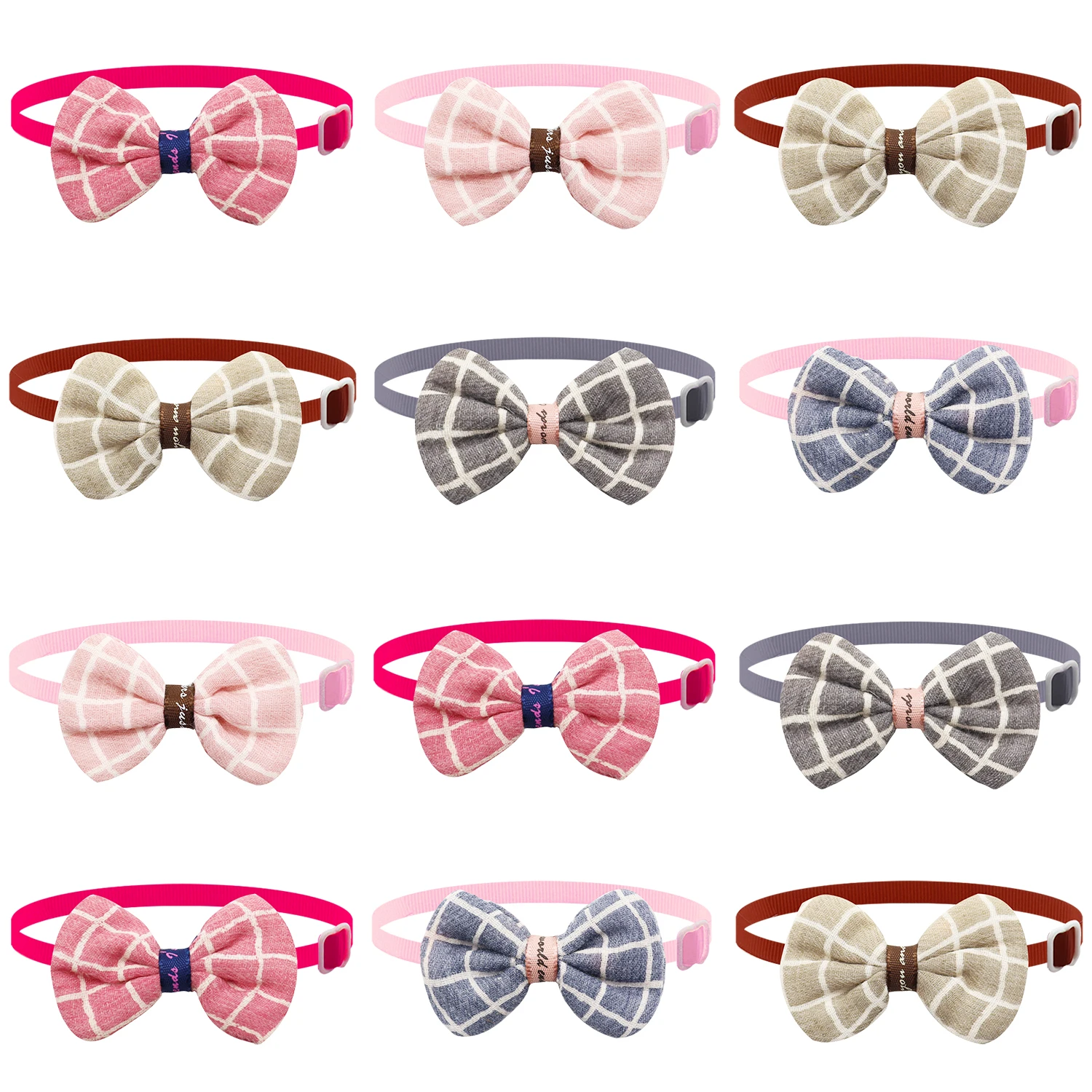 

50/100Pcs Small Dog Bows Lovely Grid Dog Grooming Accessories Colorful Pets Bowties Adjustable Dog Bow Ties For Small Puppy Dogs