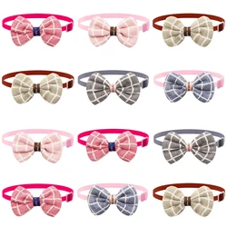 50/100Pcs Small Dog Bows Lovely Grid Dog Grooming Accessories Colorful Pets Bowties Adjustable Dog Bow Ties For Small Puppy Dogs