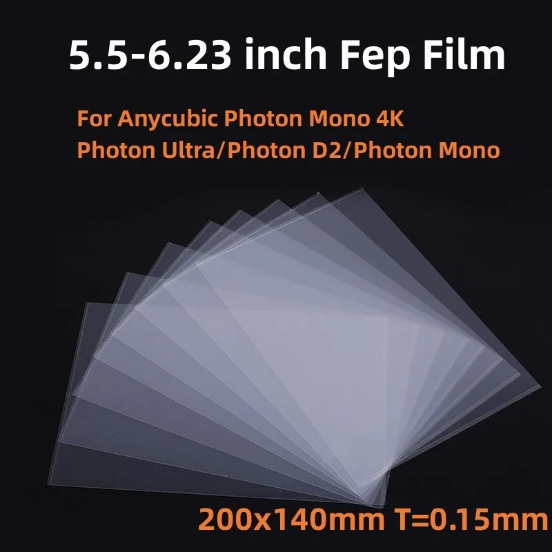 5Pcs FEP Film 6.23 Inch 200*140*0.15mm For ANYCUBIC Photon Mono 4K Photon Ultra Photon D2 Elegoo 3D Printer Parts Accessories