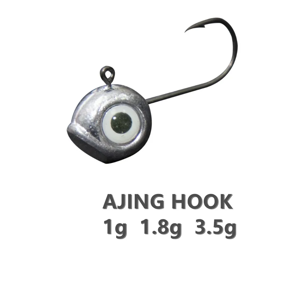 Light Game 10PCS AJING Fishing Hooks 1g 1.8g 3.5g Soft Lure For Rockfish Bait Finesse Jig Head Worm Hook Ultralight Rod