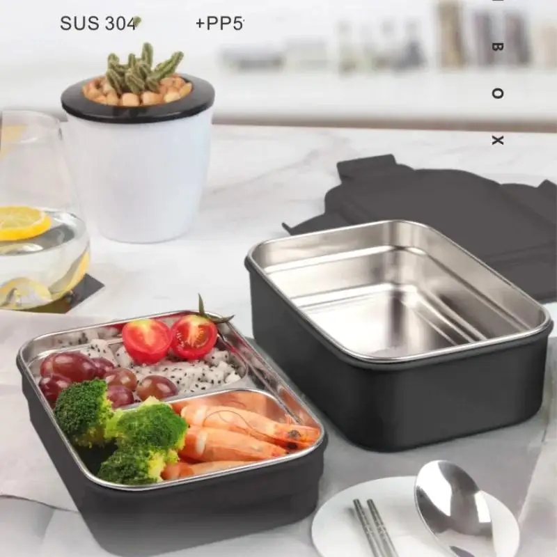 Children's 304 Stainless Steel Insulation Double Layer Lunch Box Student Multi Layer Creative Split Rectangular Food Container