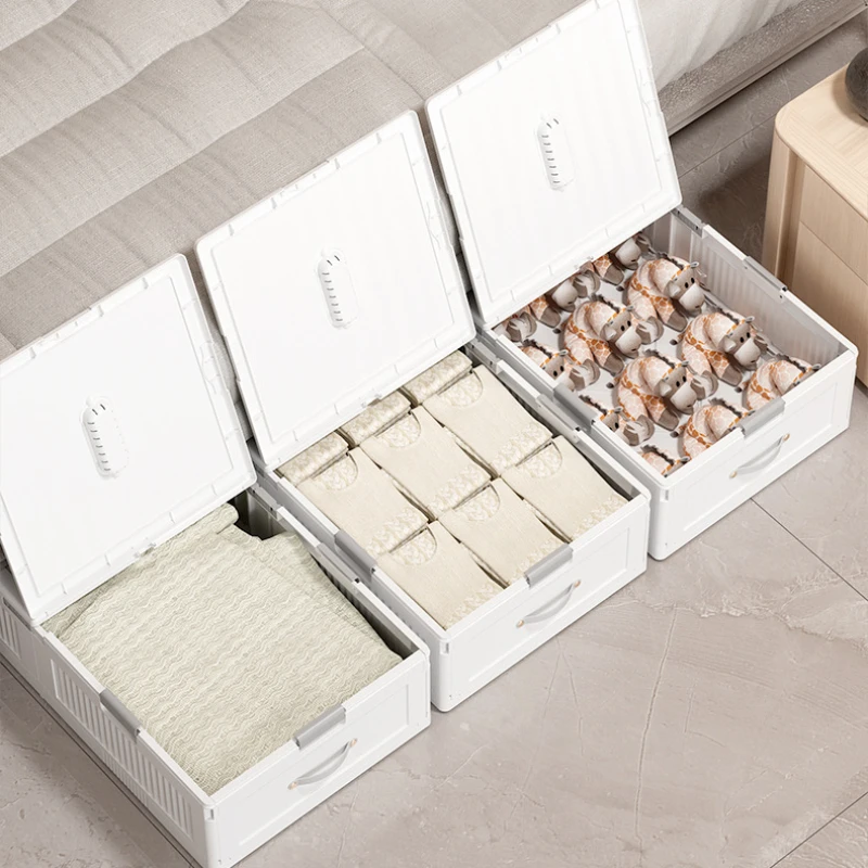 Large Capacity Clothes Organizer Underbed Drawer Type Storage Box Dust-Proof with Wheels Folding Design Bedroom Storage Solution