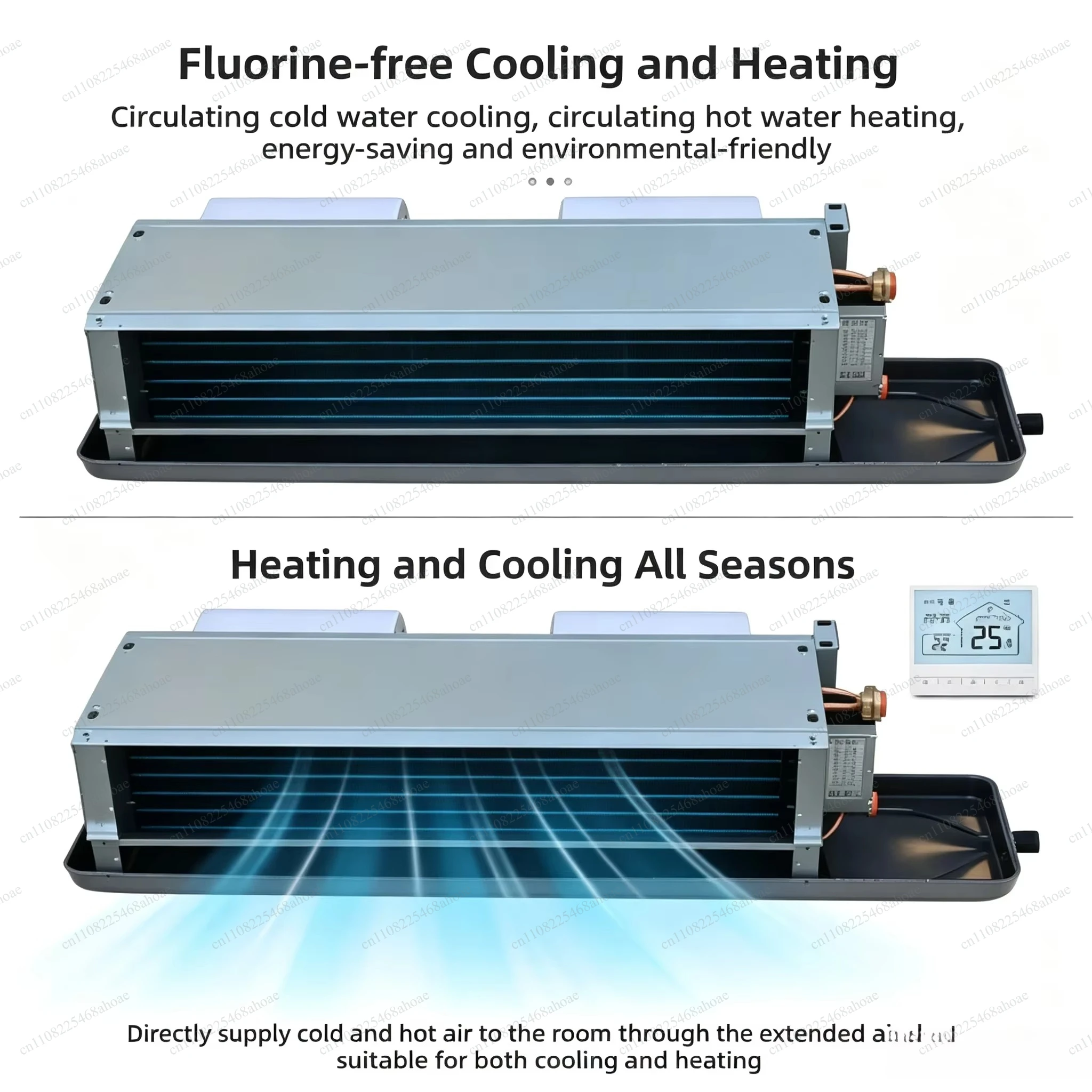 Horizontal Concealed Duct Fan Coil Unit Large Airflow Cooling Heating Ventilation Unit for Workshop Factory Commercial Use