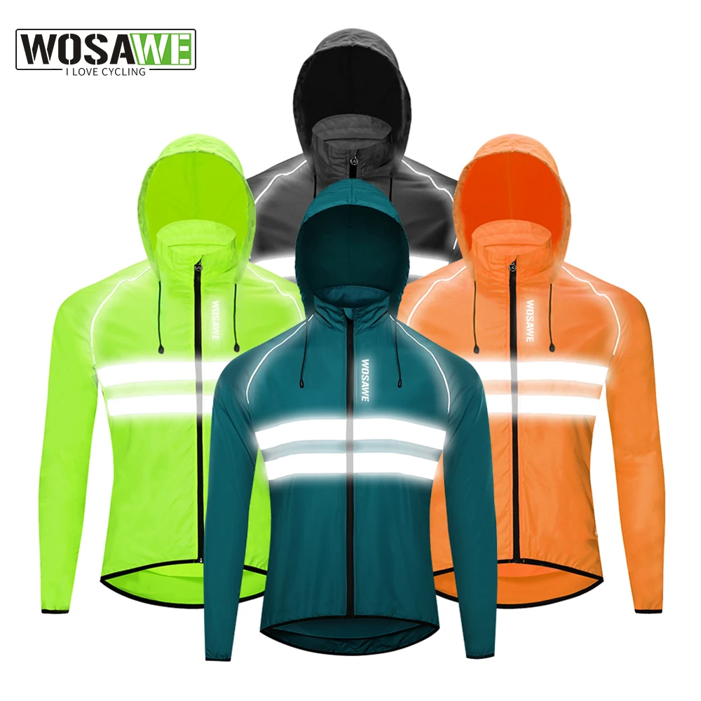 

WOSAWE Cycling Long Sleeve Windbreaker Men Windproof Water Repellent Reflective Jacket Motorcyclist Jacket Bike Coat Jersey