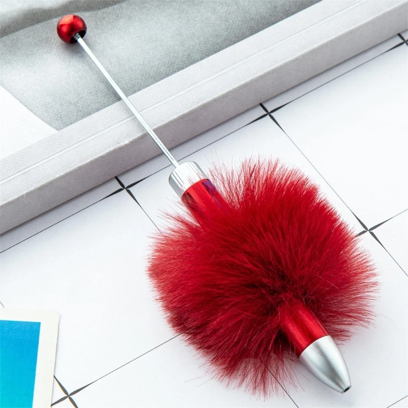 6Pcs Beadable Kugelschreiber Mehrfarbige Kugelschreiber Plüsch Ball Beadable Stift für Student Junge Mädchen Belohnung Geschenk