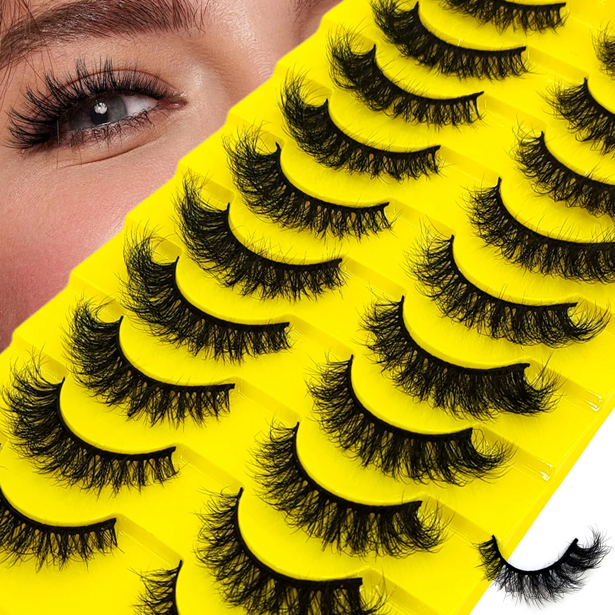 새로운 인공 밍크 속눈썹 10쌍 3D 극적인 가짜 속눈썹 수제 푹신한 속눈썹 자연 속눈썹 연장 메이크업