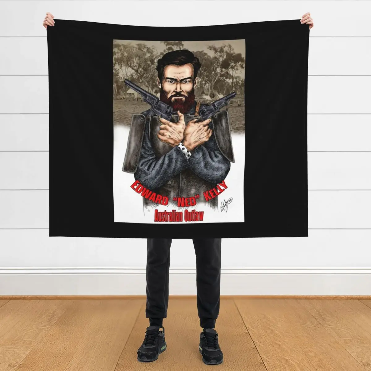 

Ned Kelly Australian Outlaw Throw Blanket Designers Hair Soft Big Blankets