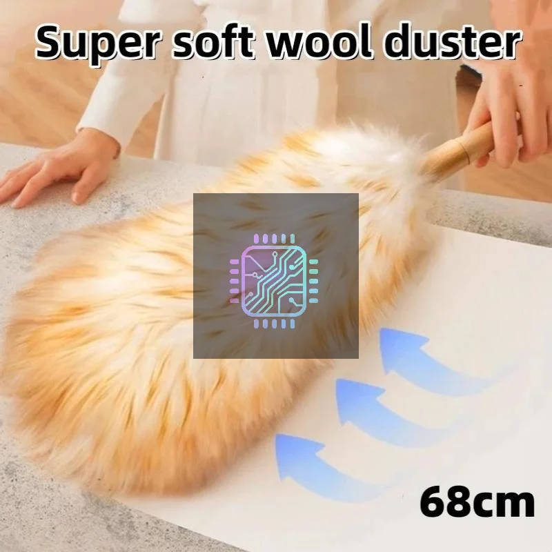 Genuine Wool Duster Reusable Lint Free High Efficiency Dust Cleaner for Household Vehicle Desktop Surface Cleaning