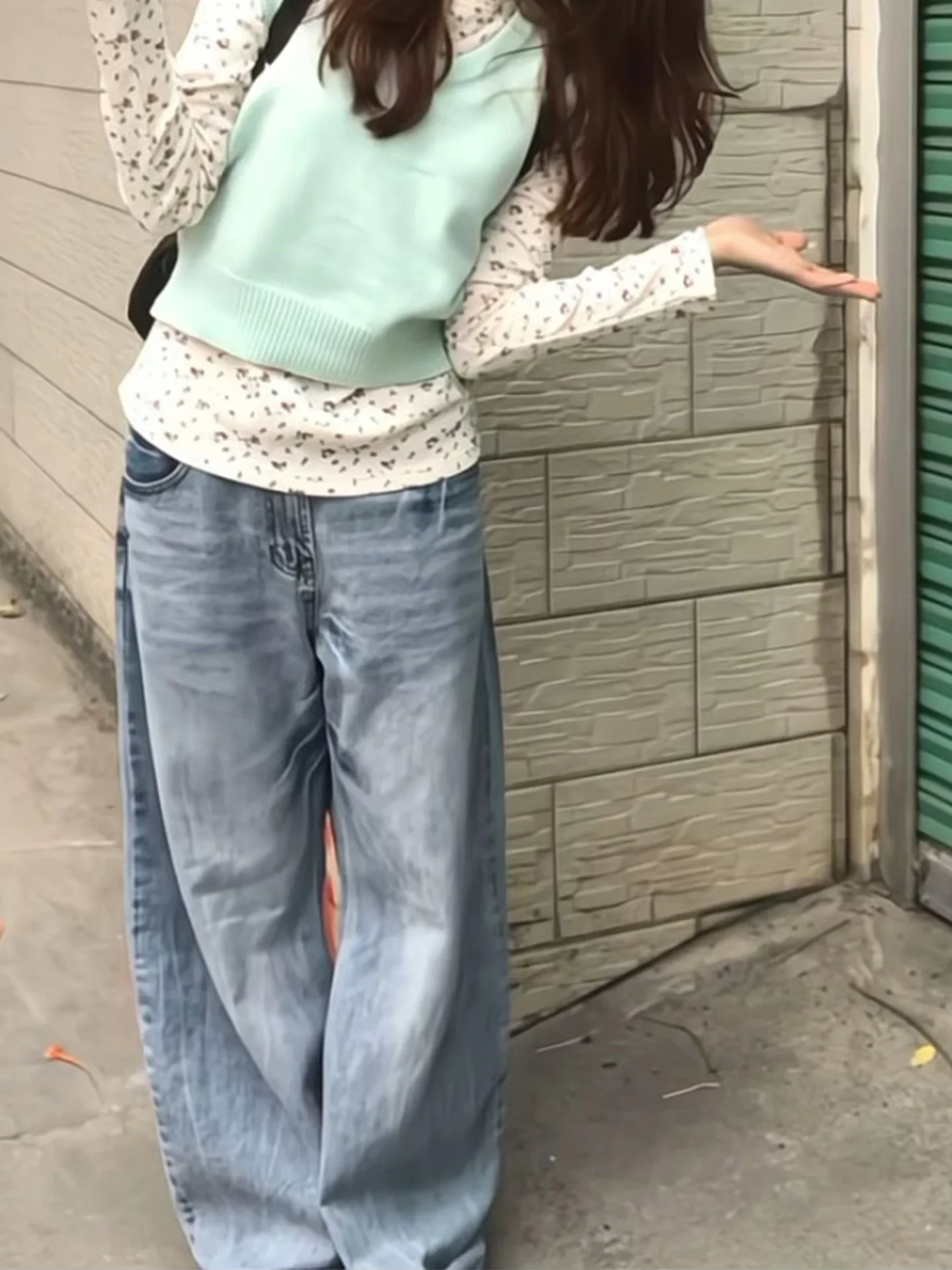 

High Waist Wide Leg Jeans Women's Summer New Style American Washed Loose Slimming Skinny Version Casual Cotton Denim Pants