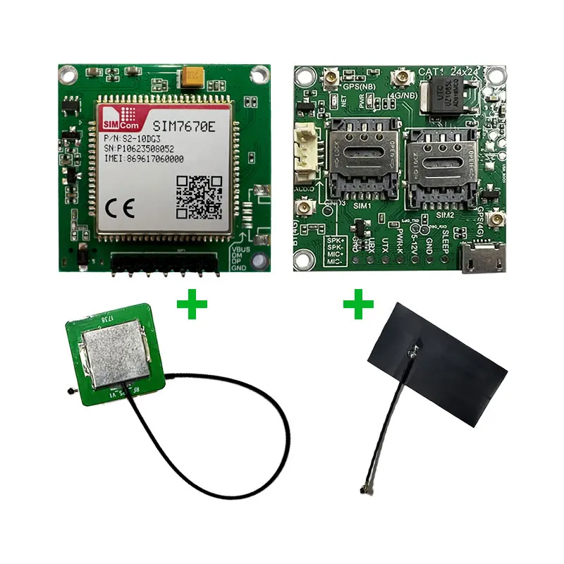 SIMcom SIM7670E breakout Board kit 4G LTE CAT1 Modules support Data+GNSS+Voice Single-row needle development board With Antenna