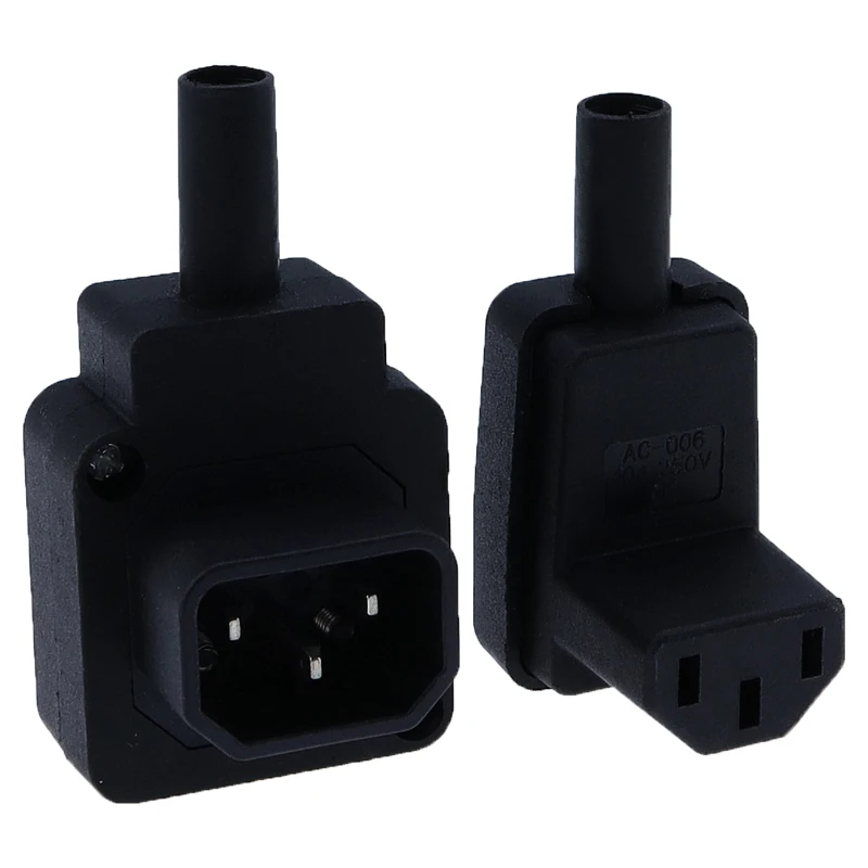 Black Elbow C15 C13 C14 Power Cord Wiring Power Plug Assemble IEC Connector Outlet PDU UPS Electrical AC Socket Plug 10A 250V