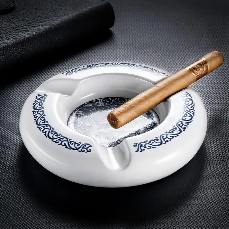 Cigar Ashtray Classic Ceramic Home Cigar Holder Gadgets Portable Travel Ash Slot Tobacco Cigarette Ashtrays Tools