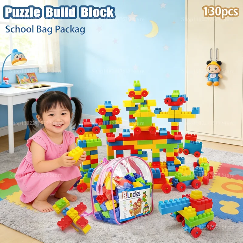 Nieuwe Educatief Bouwsteenspeelgoed 130PCS Grote Deeltje Stapelspeelgoed voor Kinderen Voorschoolse Kleuterschool Vroeg Leren Speelgoed Geschenken