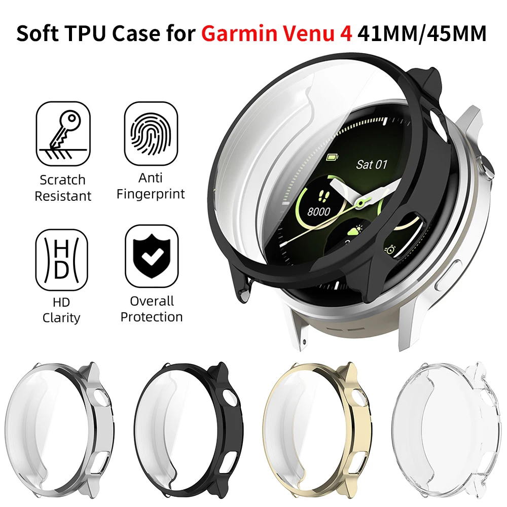 

Case For Garmin Venu 4 Soft Full Screen Protector Cover Casing TPU Smart Watch Bumper Accessories 45mm 41mm
