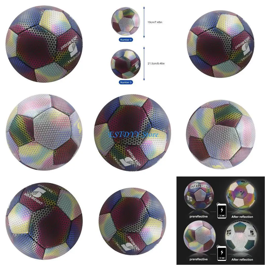 

G6DE светоотражающие футбольные ночные спортивные мячи для спорта на открытом воздухе, светящиеся стандартные футбольные мячи,