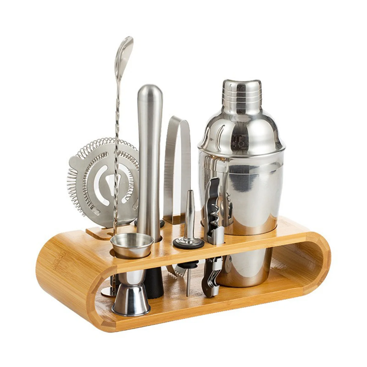 

10 Piece Cocktail Shaker Set Stainless Steel Cocktail Shaker and Glass Set for Home Bar Bartender Kit