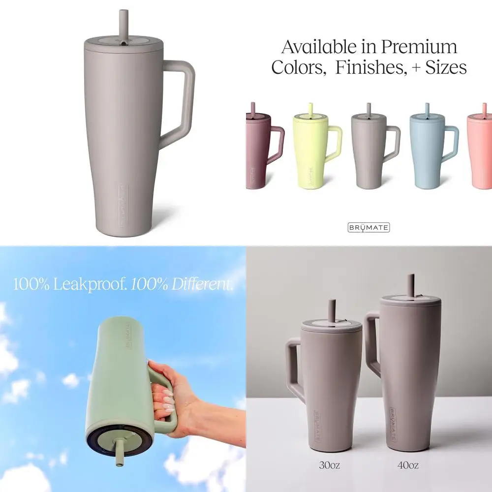 

40oz Insulated Stainless Steel Tumbler with Handle, Leak-Proof Lid, and Flexible Straw - Mocha