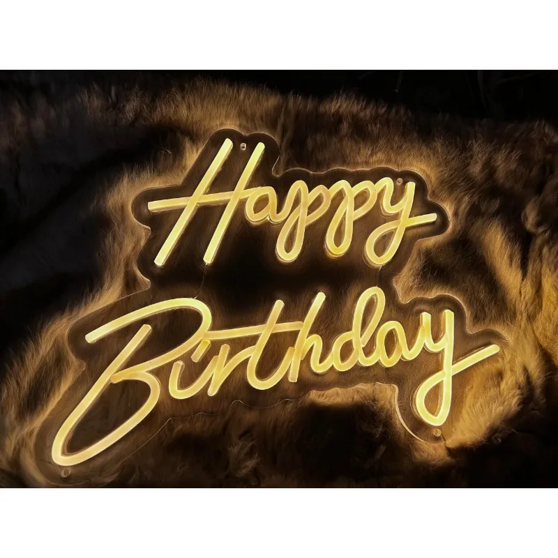 Happy Birthday Neon Signs with LED Light, Home Wall Gift, Backdrop, Windows Backdrop, Festa, Aniversário, Quarto, Cabeceira, 16.6 in x 12.6 in, 5V, USB